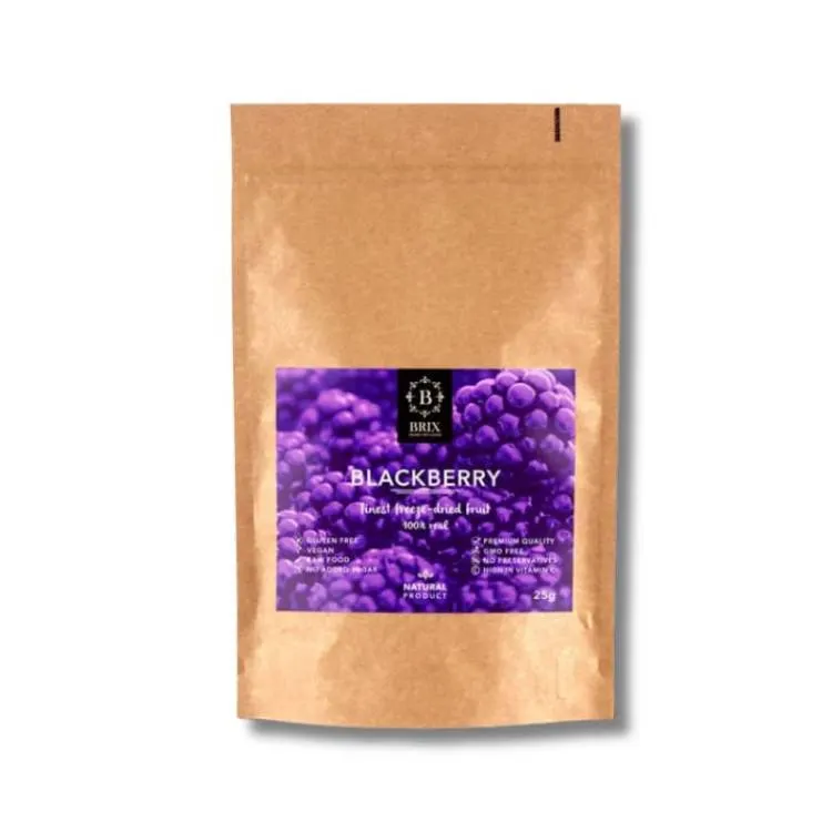 Lyofilizované ostružiny Brix v balení 25 g pro zdobení a ochucení cukrářských výrobků