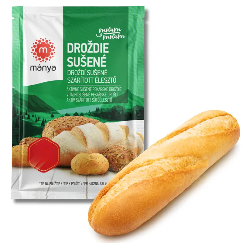 Sušené droždí na pečení v balení 35 g pro přípravu kynutého těsta na chléb i sladké pečivo