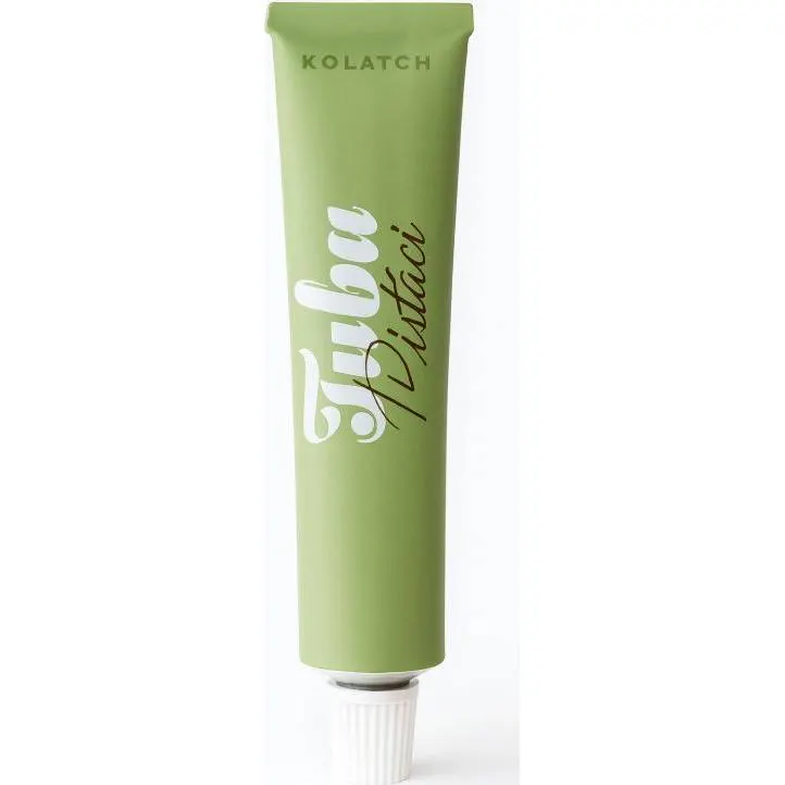 Pistáciový krém Kolatch v tubě o hmotnosti 45 g od značky Natural Jihlava, vhodný jako dezert nebo ochucovadlo