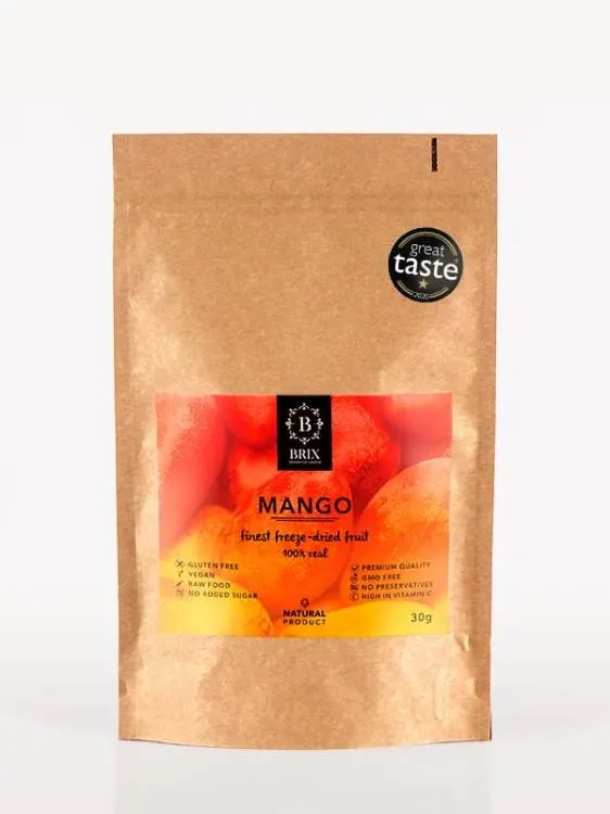 Lyofilizované mango Brix na zdobení a pečení, sušené mango v kousčích, balení 30 g