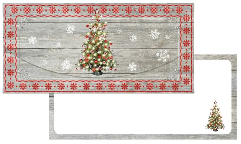 Dárková obálka na peníze s vánočním motivem stromečku, rozměr 23 x 11 cm, k předání hotovosti nebo poukazu