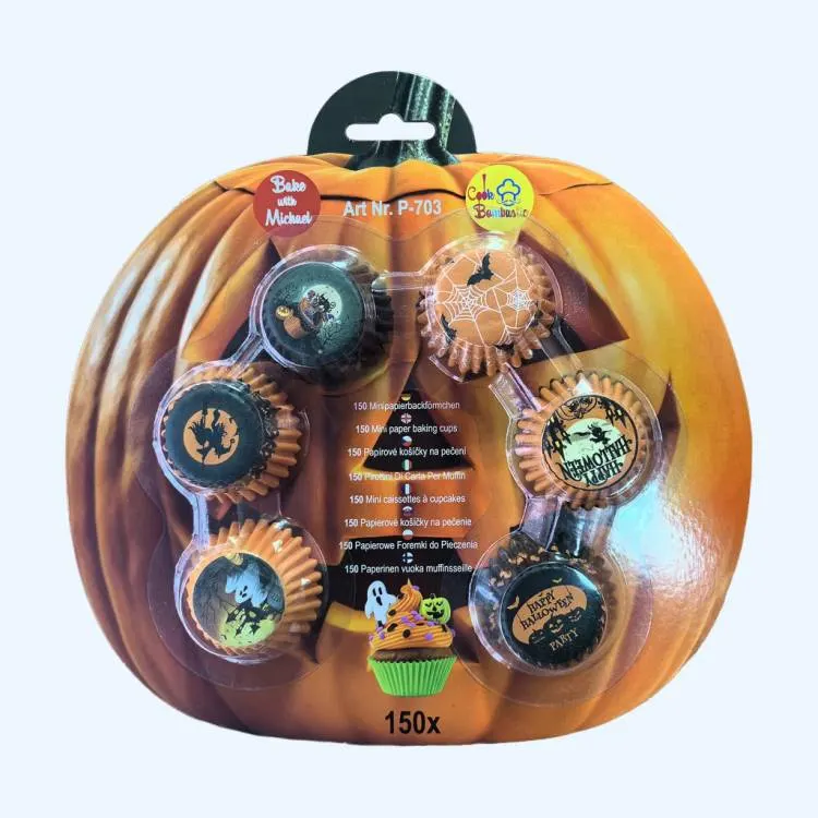 Papírové košíčky na pralinky Alvarak s halloweenským motivem, balení 150 kusů pro přípravu čokoládových pralinek