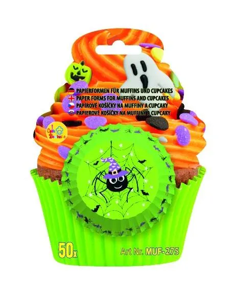 Halloweenské papírové košíčky na muffiny Alvarak s motivem pavouka, balení 50 kusů