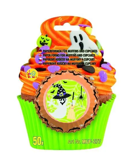 Papírové košíčky na muffiny s halloweenským motivem ducha, balení 50 kusů od značky Alvarak