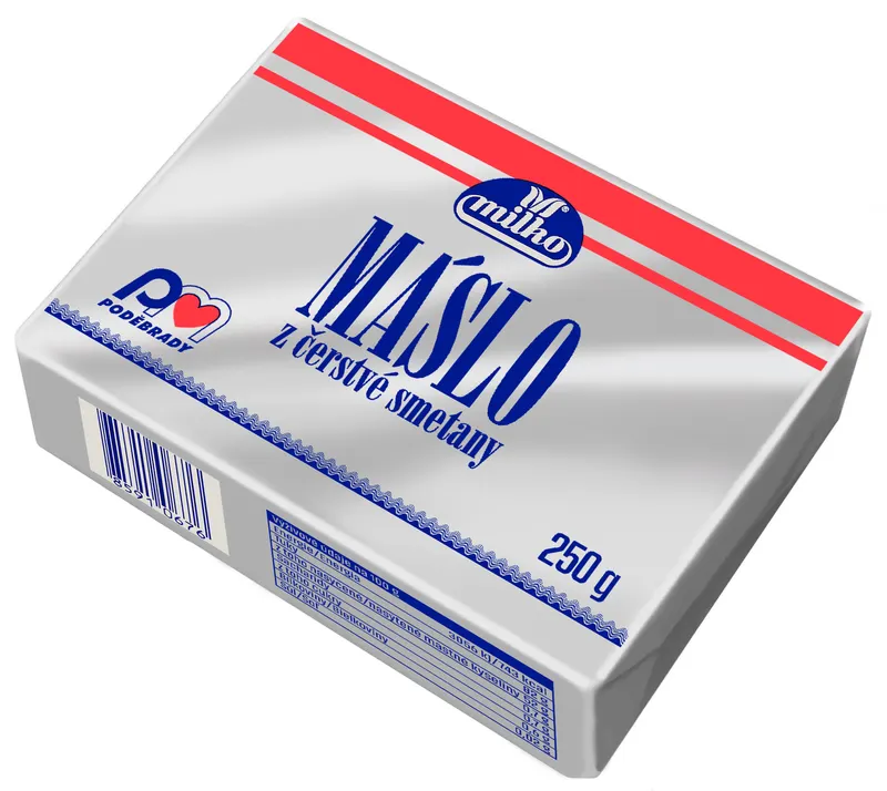 Tradiční české máslo milko 250 g chlazené, vhodné na pečení a přípravu krémů