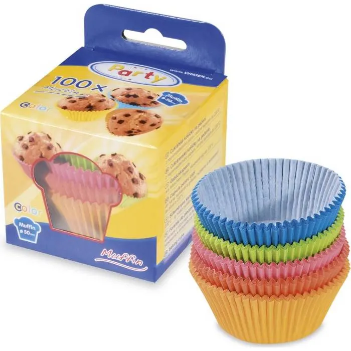 Papírové cukrářské košíčky Wimex v barevném mixu pro pečení muffinů a cupcaků, 100 kusů