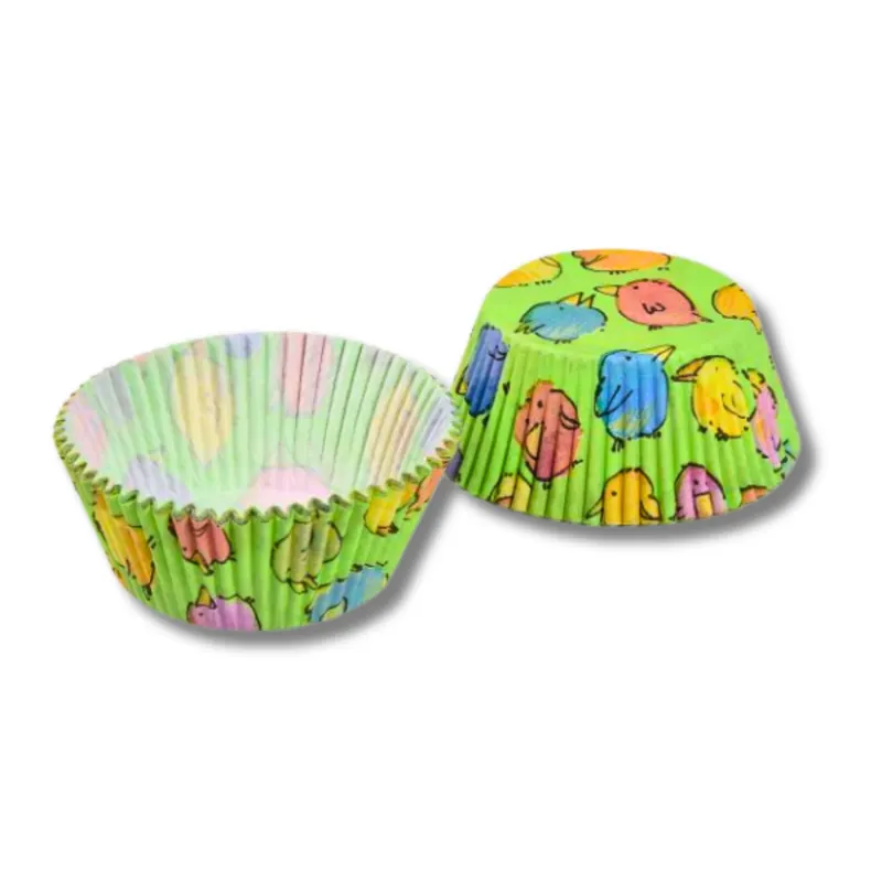 Velikonoční zelené cukrářské košíčky Wimex s motivem kuřátek, 40 ks, na muffiny a cupcakes