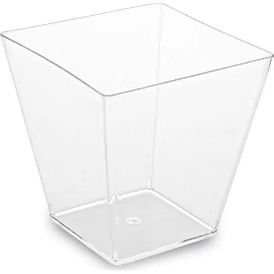 Čirý hranatý plastový kelímek na panna cottu o objemu 100 ml, balení 50 kusů od značky Wimex