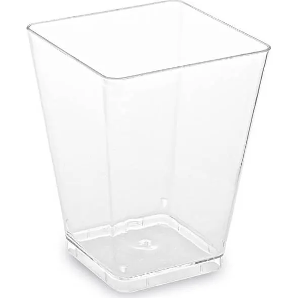 Hranatý čirý fingerfood kelímek z PS na panna cottu o objemu 160 ml, balení 20 ks
