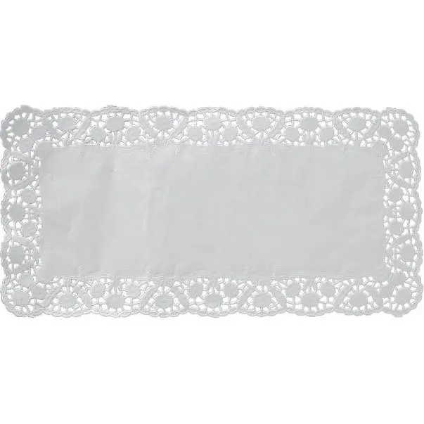 Dekorativní hranatá krajka Wimex v bílé barvě o rozměru 30 x 18 cm, balení 100 kusů, vhodná pod dort nebo na servírování
