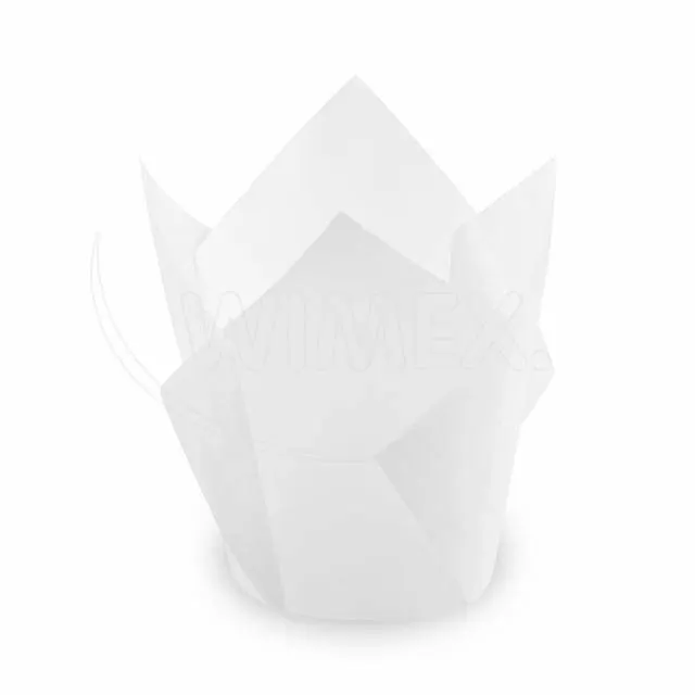Bílý tulipánový cukrářský košíček Wimex na muffiny, velikost 50 x 85 mm, balení 100 ks
