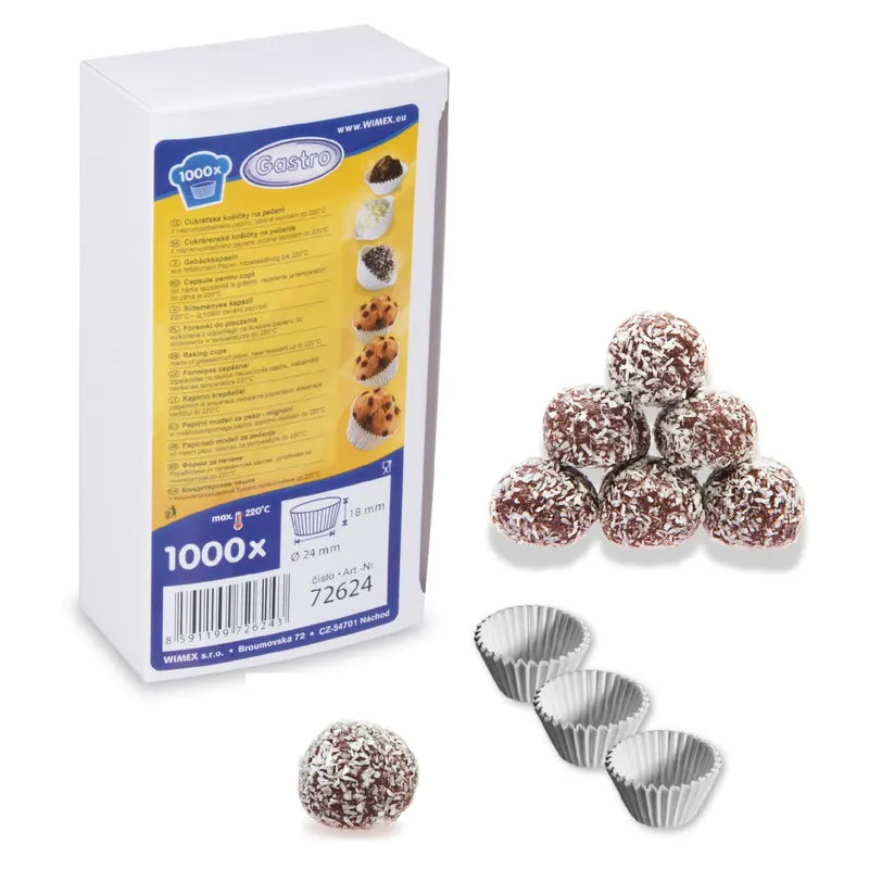 Bílé cukrářské košíčky Wimex 24 x 18 mm na pralinky a bonbony, balení 1000 kusů