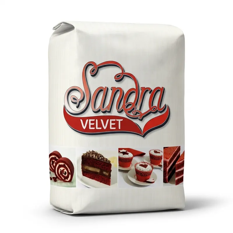 Sandra Red Velvet směs na korpusy, pytel 5 kg, pro pečení dortů a cupcakes s červeným sametovým odstínem