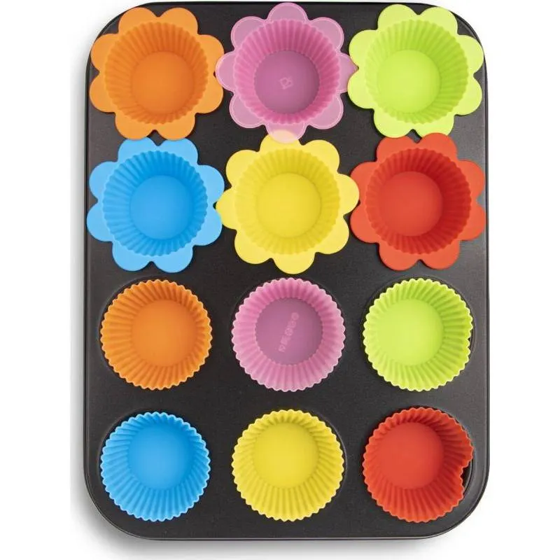 Forma na muffiny pro 12 kusů od značky Orion se 12 silikonovými košíčky pro pečení muffinů a cupcaků