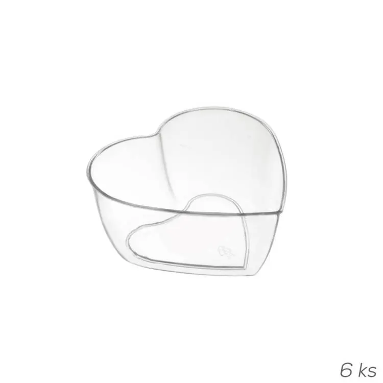 Srdíčkové kelímky na dezerty Orion o objemu 0,12 l, balení šest kusů, vhodné na panna cottu a pudinky