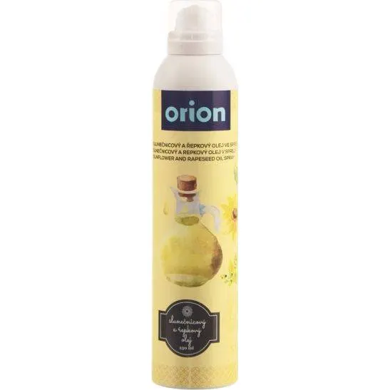 Olej na pečení ve spreji Orion o objemu 250 ml pro snadné mazání dortových forem a plechů