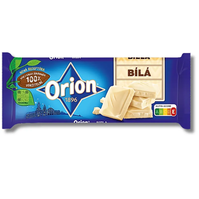 Bílá čokoláda Orion od značky Nestlé o hmotnosti 90 g vhodná na pečení, krémy a zdobení dortů