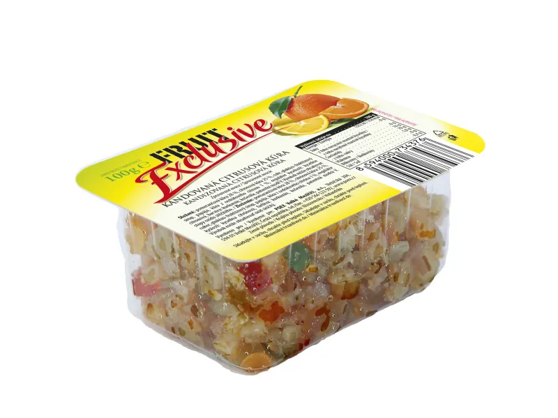 Kandovaná citronová kůra POEX v balení 100 g, směs citrusů s papájou vhodná do pečiva a cukroví