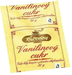 Vanilínový cukr Kávoviny v kartonu se sedmdesáti sáčky po 20 g, vhodný do pečiva a dortů
