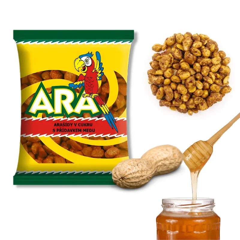 Křupavé arašídy v medové krustě ALIKA, balení 60 g, vhodné jako sladký snack nebo ozdoba pečiva