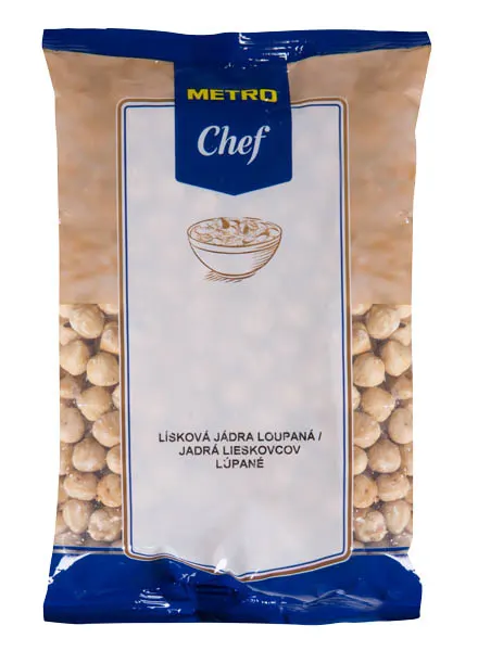Blanšírované lískové ořechy bez slupky v balení 500 g pro pečení a zdobení cukrářských výrobků