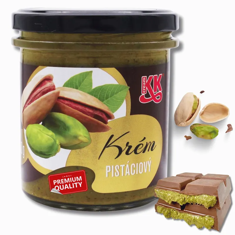 Pistáciový krém ALIKA o hmotnosti 350 g vyrobený ze 100% loupaných pistácií k pečení a dezertům