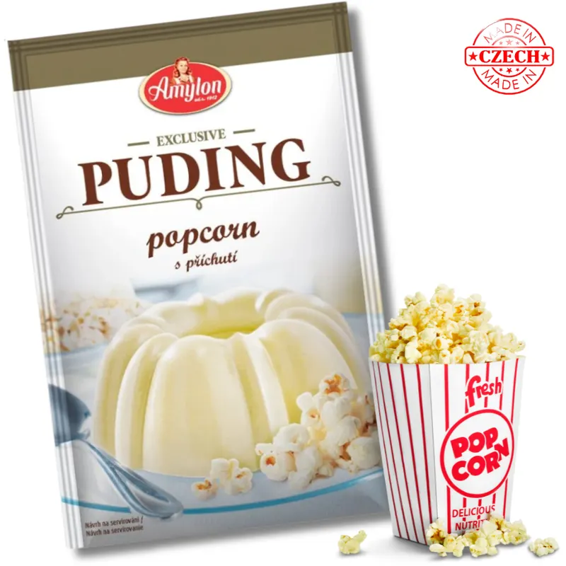 Puding Amylon Exclusive s příchutí popcornu v prášku na přípravu krému a dezertů, balení 40 g