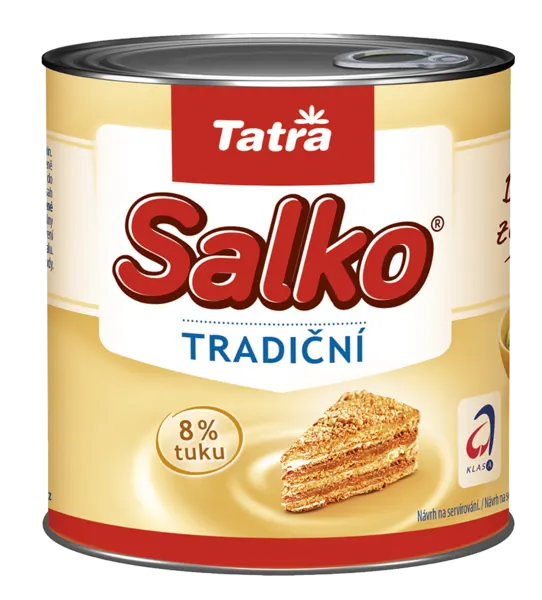Tatra Salko 8 % chlazené husté slazené mléko v balení 397 g pro krémy a pečení