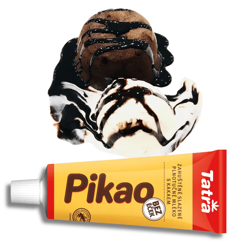 Zahuštěné slazené mléko s kakaem Tatra Pikao v tubě 150 g pro přípravu krémů a dezertů