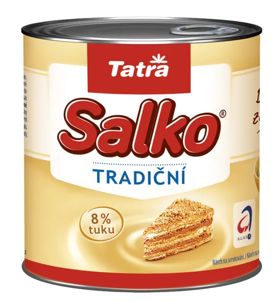 Zahuštěné slazené mléko Tatra Salko od Mlékárny Hlinsko v jednokilogramovém balení pro krémy a dorty