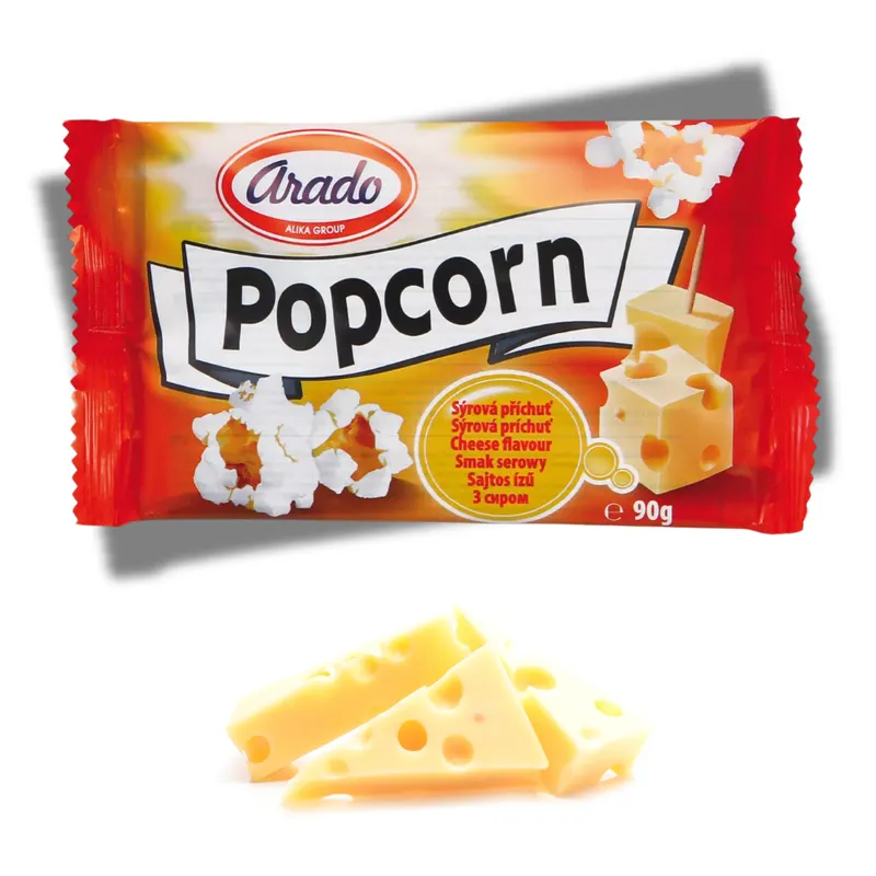 Český sýrový popcorn ALIKA v balení 90 g do mikrovlnné trouby k přípravě na filmový večer
