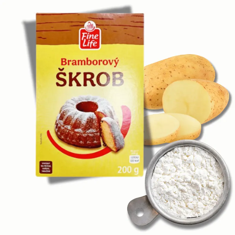 Bramborový škrob Fine Life v balení 200 g určený k zahušťování krémů a náplní a k zjemnění těsta