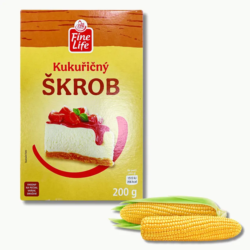 Kukuřičný škrob Fine Life v balení 200 g pro zahušťování omáček a jemné pečení