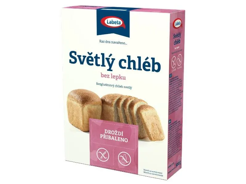 Světlý chléb bez lepku Labeta v sypké směsi pro domácí pečení s přiloženým droždím