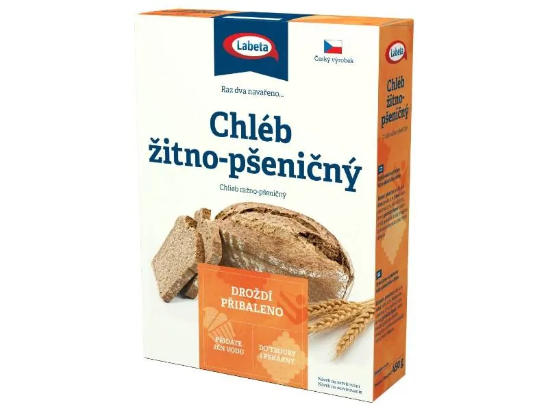 Směs na žitno-pšeničný chléb Labeta s kmínem a sušeným droždím, balení 450 g