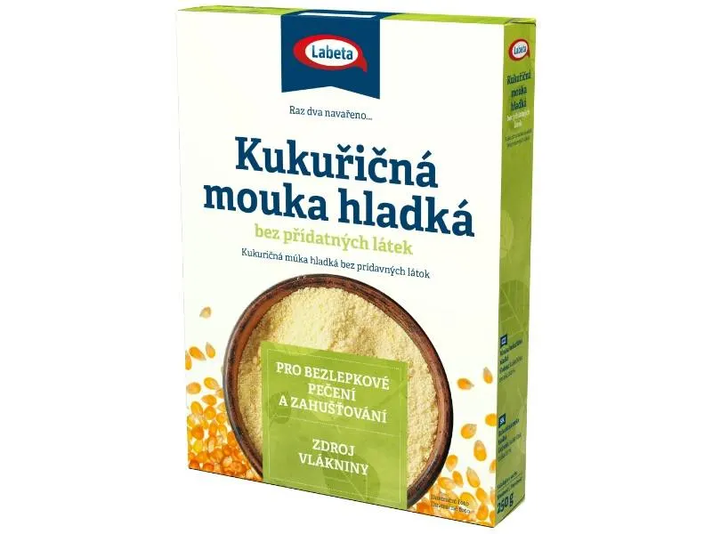 Kukuřičná mouka hladká značky Labeta v balení 250 g vhodná k pečení, vaření i zahušťování