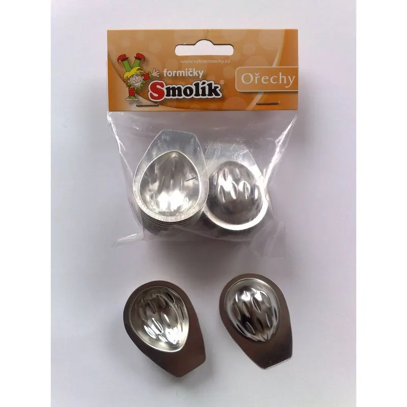 Vyklápěcí formičky Smolík ve tvaru ořechů na vánoční cukroví, 20 kusů o průměru 5,5 cm