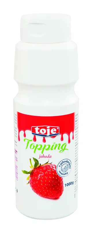 Jahodový topping toje s pyré a jahodovými semínky v objemu 1 kg pro zdobení zmrzliny, palačinek a dortů