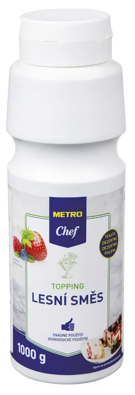 Topping příchuť lesní směs od značky METRO Chef v balení 1 kg, tekutá dezertní poleva s chutí jahod, malin a borůvek