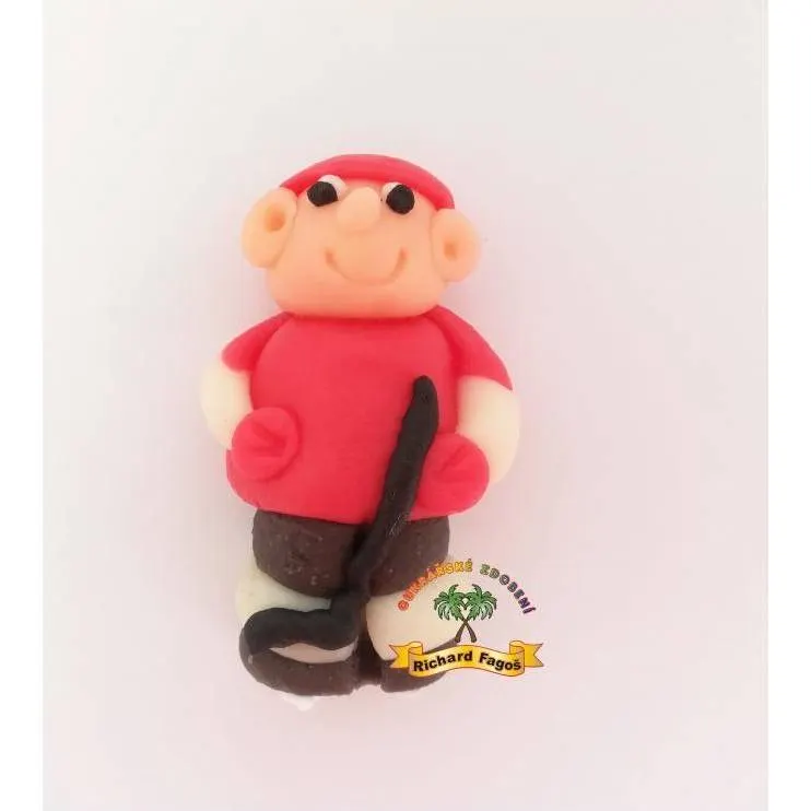 Figurka hokejisty v červeném dresu z kokosové hmoty na dort, výška 6 cm, značka Fagoš