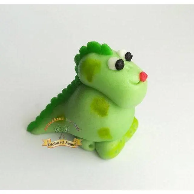 Zelená figurka dinosaura z kokosové hmoty na dort, značka Fagoš, hmotnost 30 g
