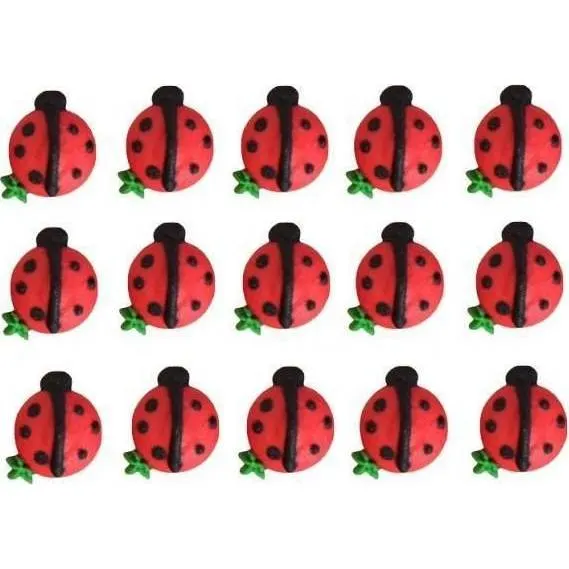 Cukrová dekorace ve tvaru berušek, balení 15 kusů, k zdobení dortů a cupcakes