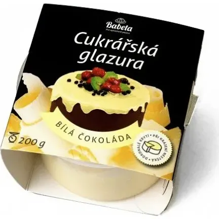 Cukrářská glazura s příchutí bílé čokolády Kovandovi pro zrcadlový lesk dortů a zákusků