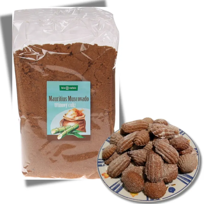 Moučkový hnědý třtinový cukr muscovado v balení 1 kg pro pečení a přípravu krémů