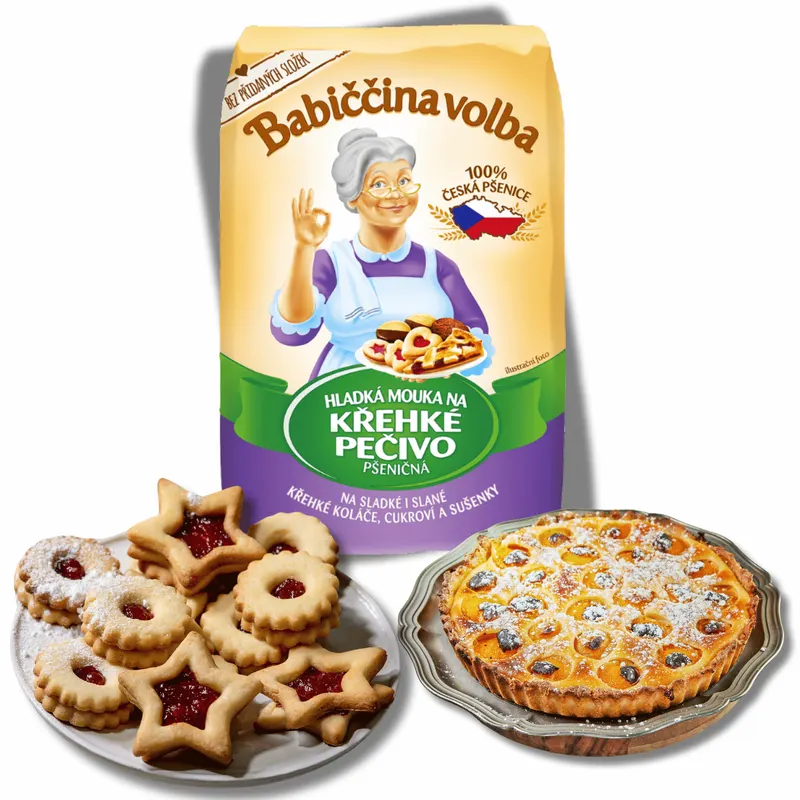 Pšeničná mouka GoodMills Babiččina volba 1 kg určená na křehké pečivo a linecké vánoční cukroví