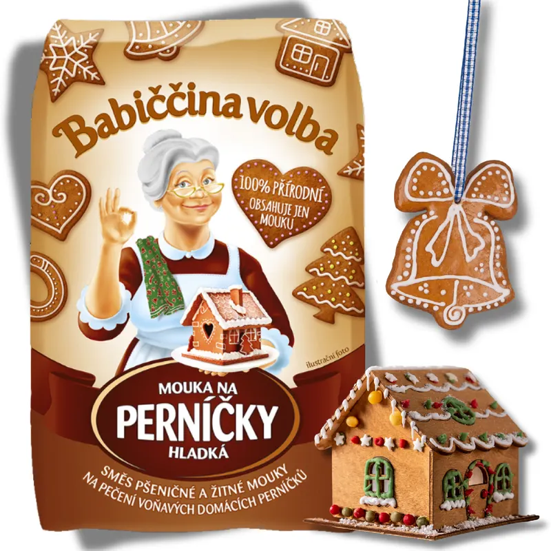 Mouka hladká na perníčky Babiččina volba od značky GoodMills, směs pšeničné a žitné mouky v balení 1 kg