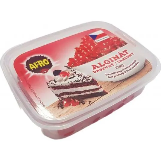 Červené celé alginátové želé kuličky značky Afro na zdobení dortů a dezertů, balení 100 g