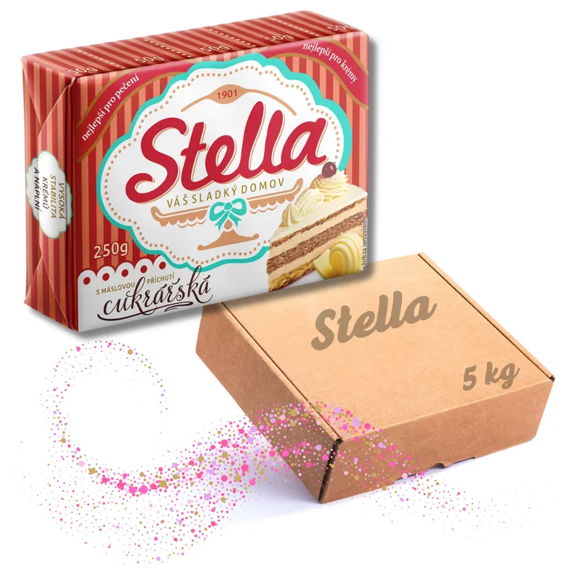 Rostlinný margarín Stella s máslovou příchutí na pečení cukroví a krémů, balení 5 kg
