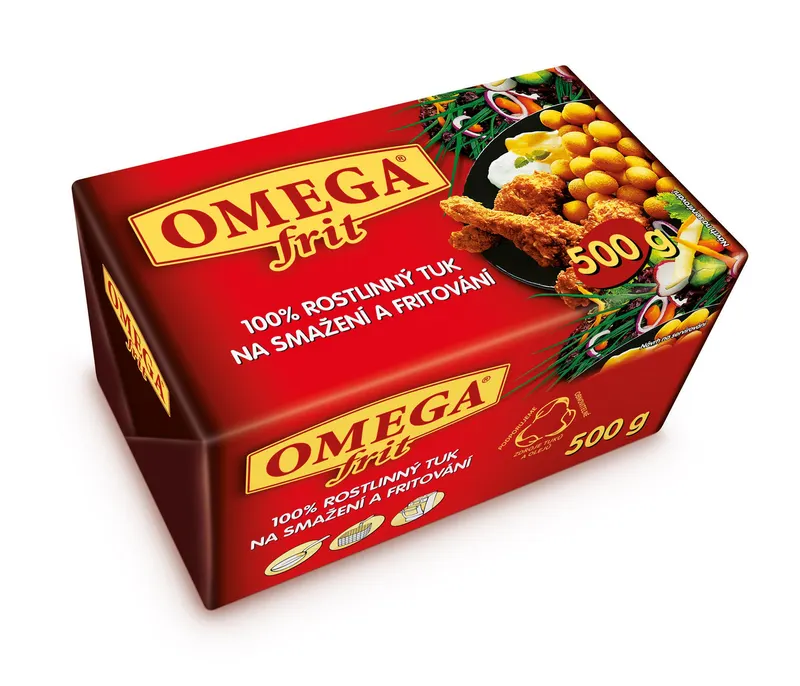 Rostlinný ztužený tuk OMEGA Frit na smažení a pečení v balení 500 g