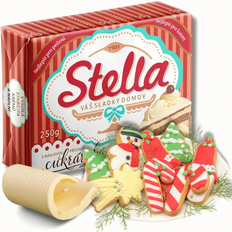 Stella cukrářská s máslovou příchutí, rostlinný tuk na pečení cukroví a krémů v balení 250 g